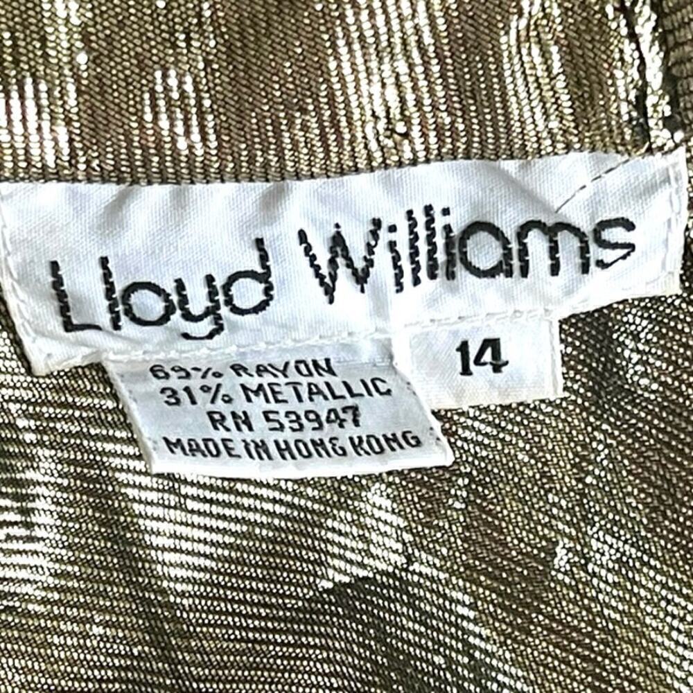 Vintage 1990s Lloyd Williams Liquid Gold Lamé Metallic Victorian Blouse Size L - Picture 7 of 12